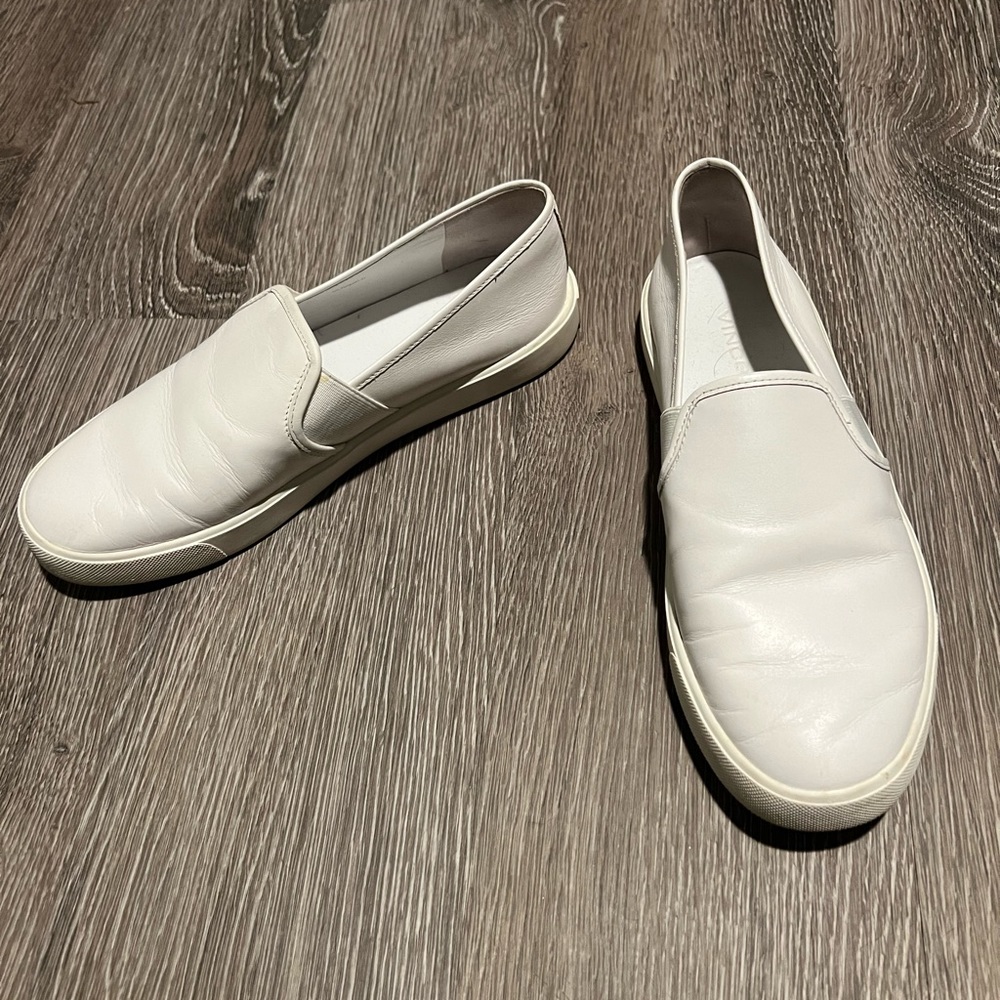 Vince white leather slip on sneakers shoes size 7/eur 37